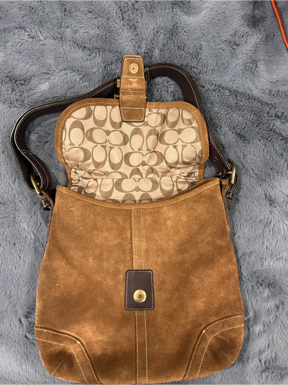 Vintage Coach SoHo Flap Shoulder Bag 9482 Tan Suede